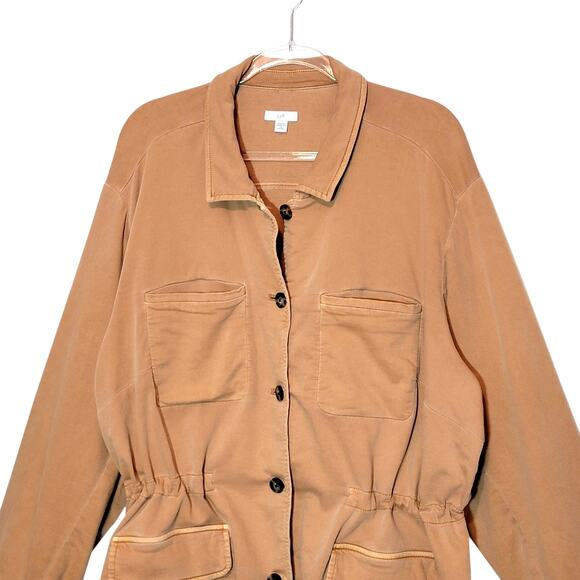 J. Jill Anorak Utility Jacket Button Front Drawstring Waist Tan 3X Chic Casual - Picture 3 of 16